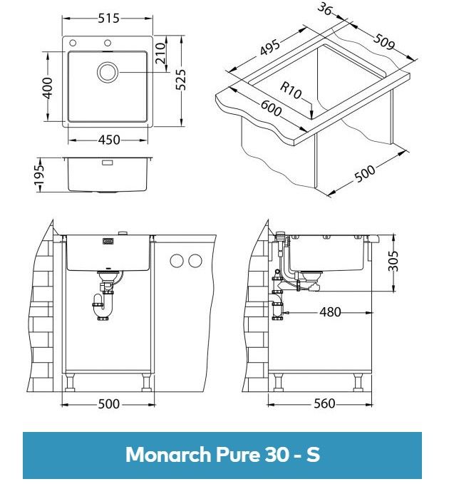 Мойка Alveus Pure Monarch 30 1106868 - Вид №5