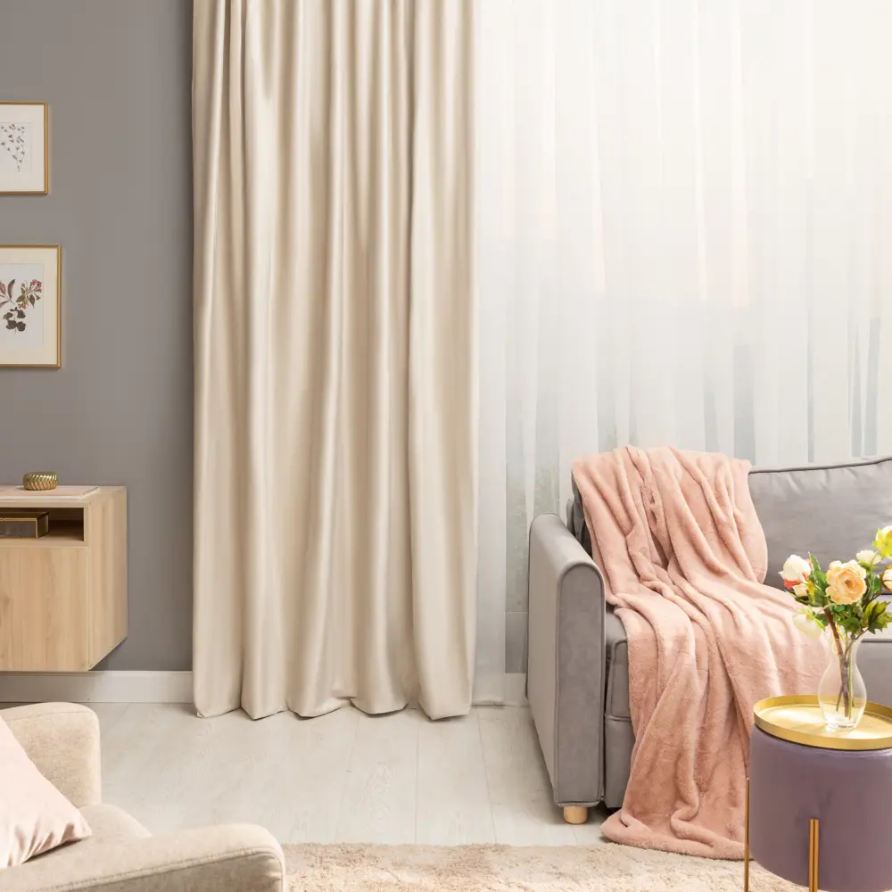 Штора на ленте со скрытыми петлями блэкаут Inspire Annalise 200x280 см цвет экрю Trench 6 83716068 STLM-2055188  - Вид №6