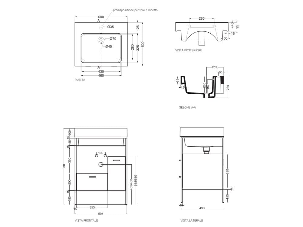 Меламиновая напольная раковина с ящиками COLAVENE Alaqua ARCH-00144857 - Вид №2