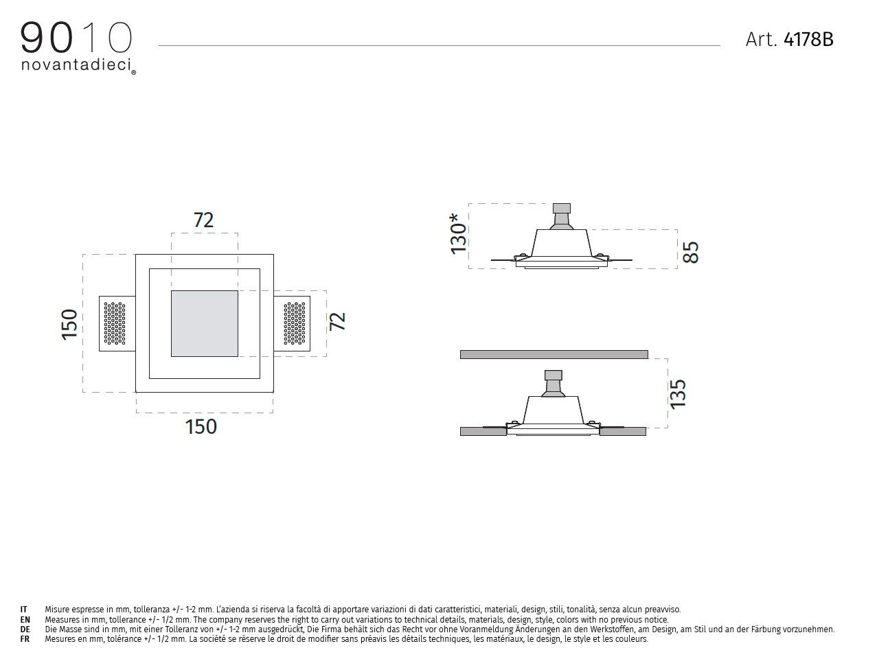Встраиваемый светодиодный прожектор в Cristaly® 9010 novantadieci 4178B ARCH-00050795 - Вид №2