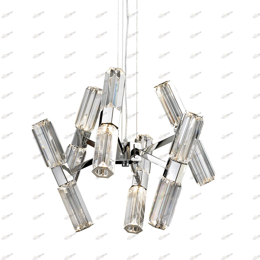 Светильник подвесной на 12 ламп 110х60 см хром Delight Collection MD19027016-12B DELIGHT COLLECTION ДИЗАЙНЕРСКИЕ 00-3883175 Прозрачный;хром 
