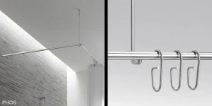 DSE1700-750F L-образный карниз для душевой занавески, 170 x 75 см, для крепления к потолку PHOS