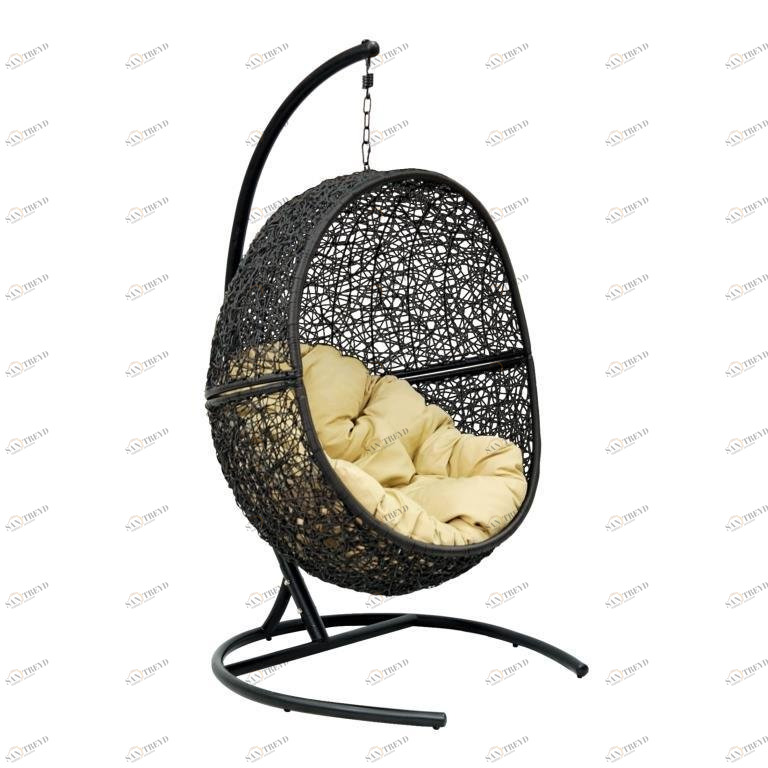 Подвесное кресло черное с бежевым Lunar IMPEX  00-3885577 Бежевый;черный 