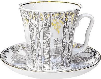 82127 Императорский фарфоровый завод Бокал с блюдцем "Половодье" "Ленинградский" Фарфор твердый 