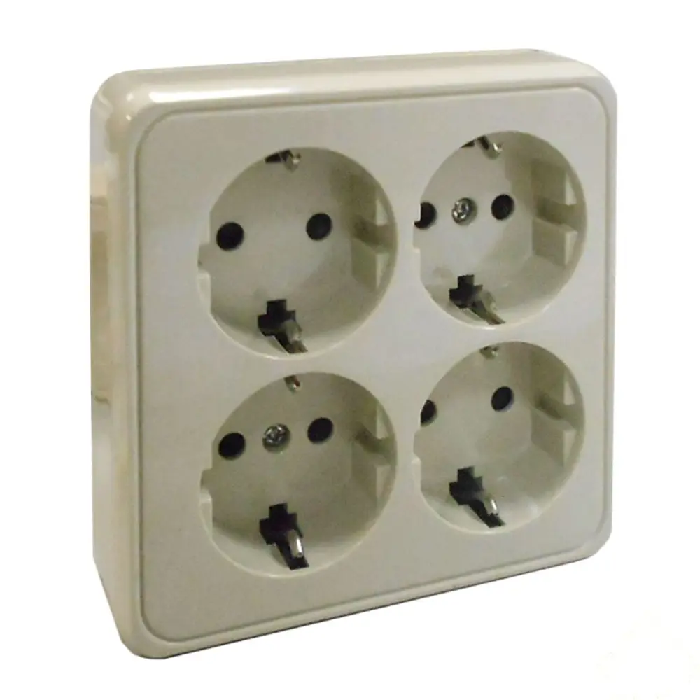Розетка LK STANDARD 4-ая, с заземлением со шторками, бежевая 13437199 STLM-2209617 