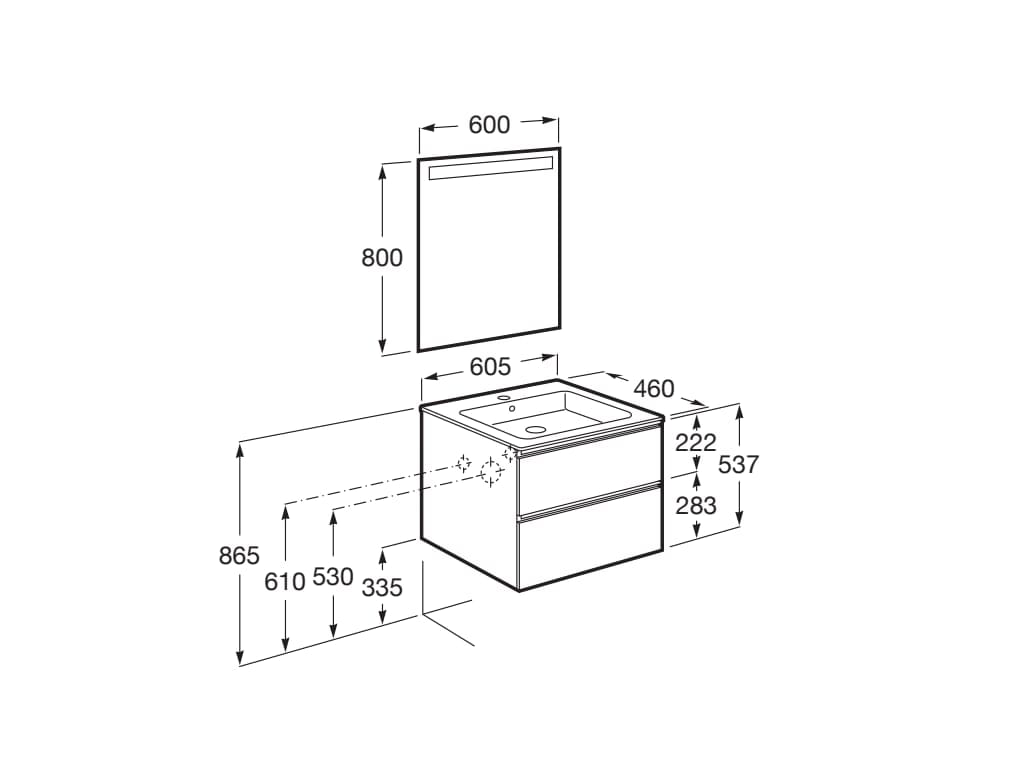 Деревянный умывальник с зеркалом и встроенной раковиной Roca UNIK A8515 / A8518 ARCH-00035896 - Вид №94