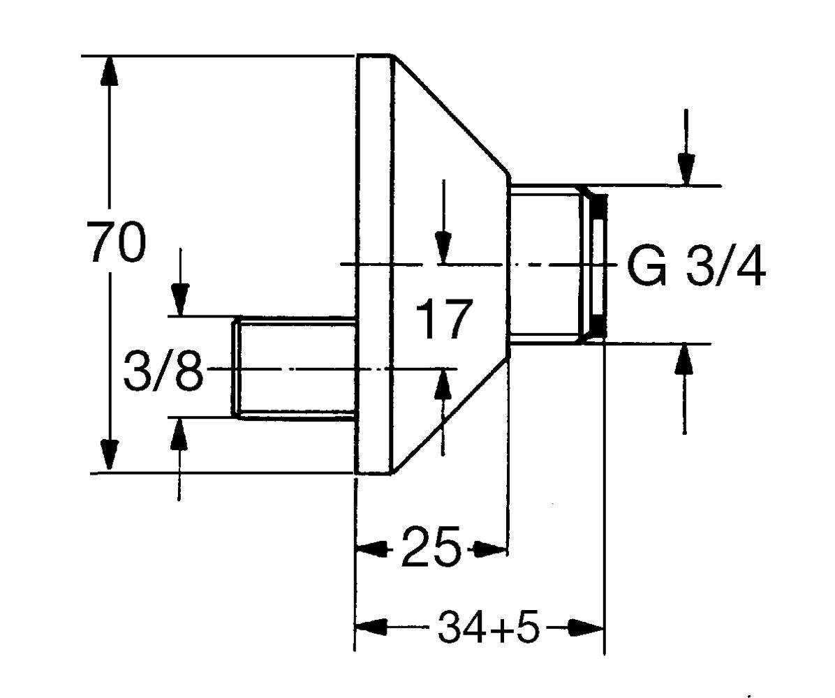 Эксцентрик s-образный 3/8″ x 3/4″ GROHE, регулируемый 17 мм (12050000) Spare Parts - Вид №1