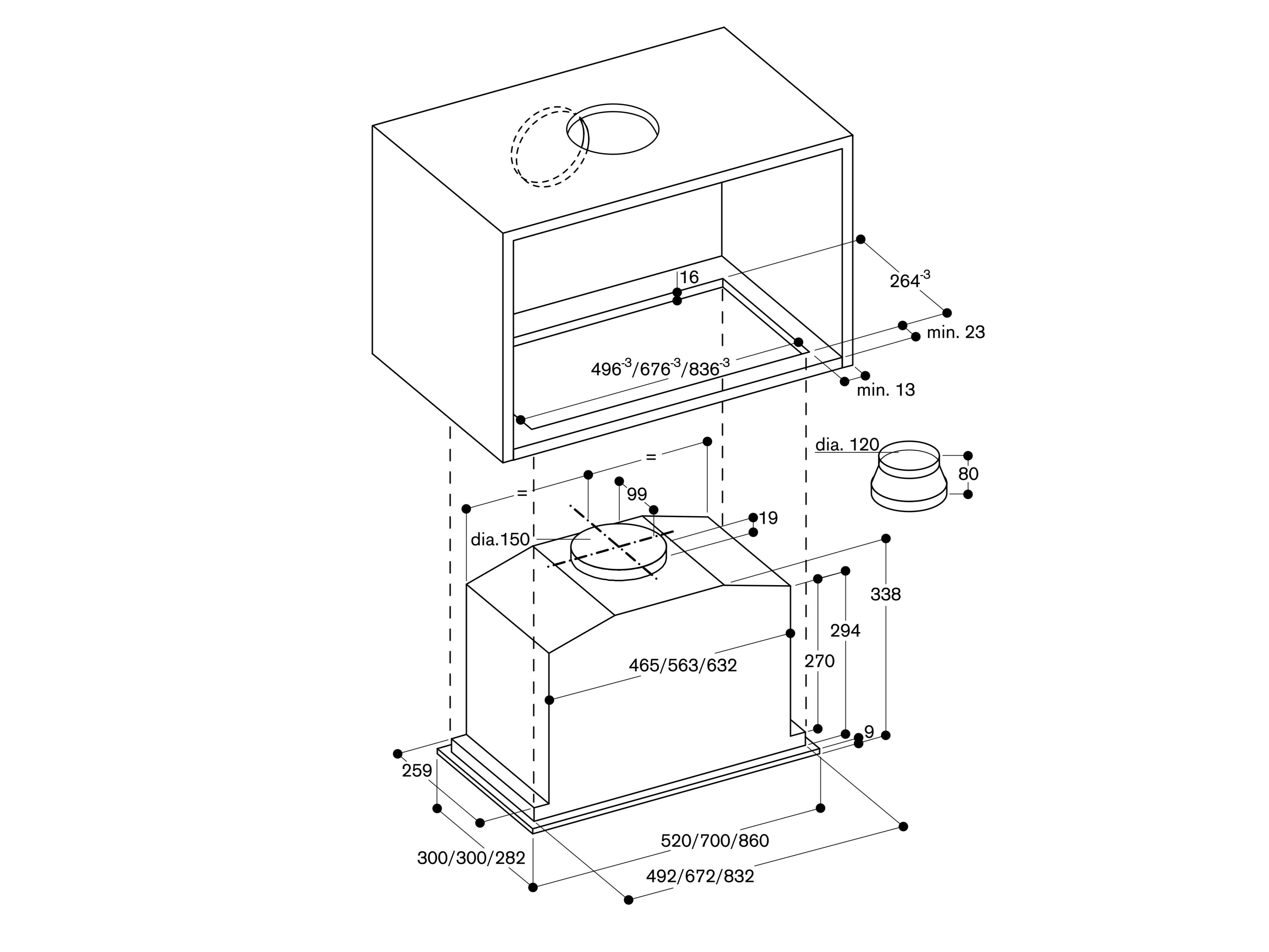 Встраиваемая стальная и стеклянная вытяжка со встроенным освещением GAGGENAU серия 200 ARCH-00153305 - Вид №2