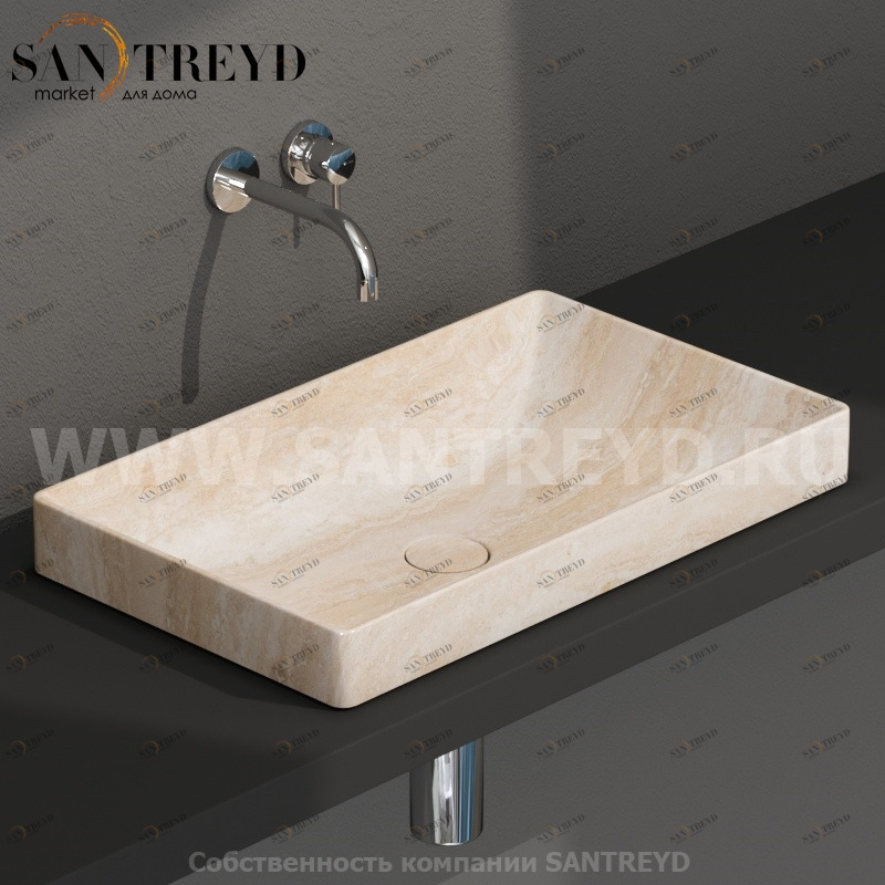 B6R61TR Встроенная раковина под столешницу прямоугольная Ceramica Globo T-EDGE