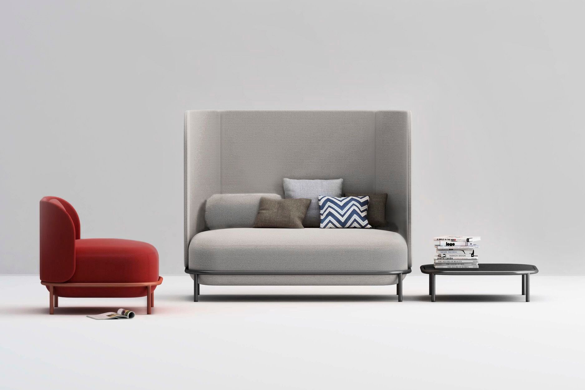 2-местный металлический линейный диван с высокой спинкой Billiani Bold ARCH-00096656