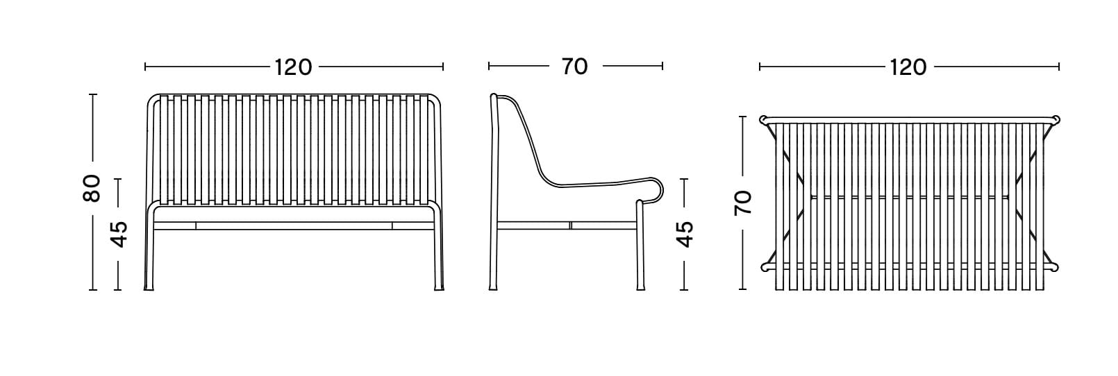 Стальная садовая скамейка со спинкой Hay Палисад ARCH-00073482 - Вид №7