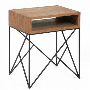 Прикроватная тумбочка дизайнерская темный дуб с черным Prince INTELLIGENT DESIGN  260845 Бежевый