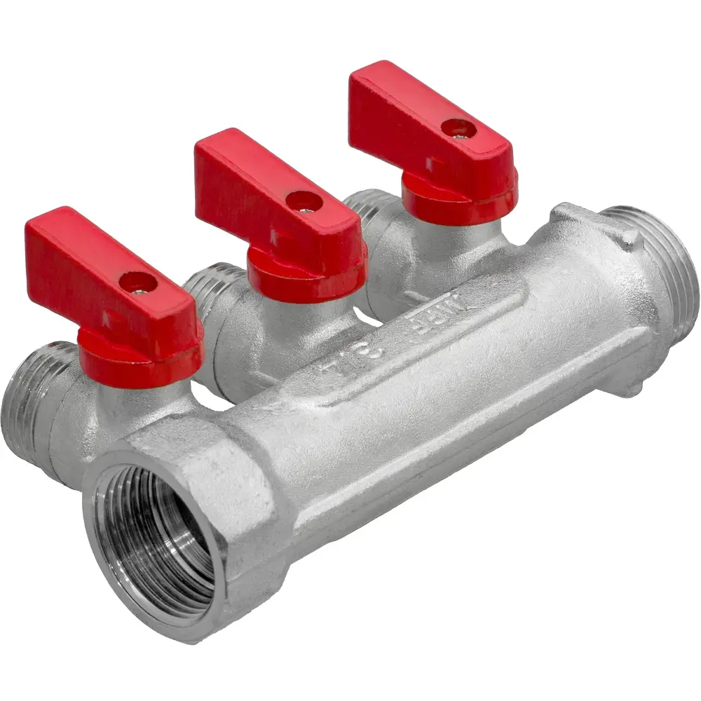 Коллектор с кранами MPF на 3 выхода 3/4"x1/2" наружная резьба 87886411 STLM-2117350  - Вид №2