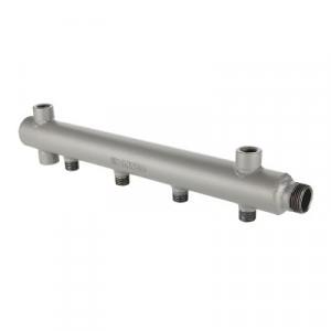 VTc.510.BS.060409 Коллектор из стали с межосевым расстоянием выходов 100 мм Valtec 1", 9 x 1/2"