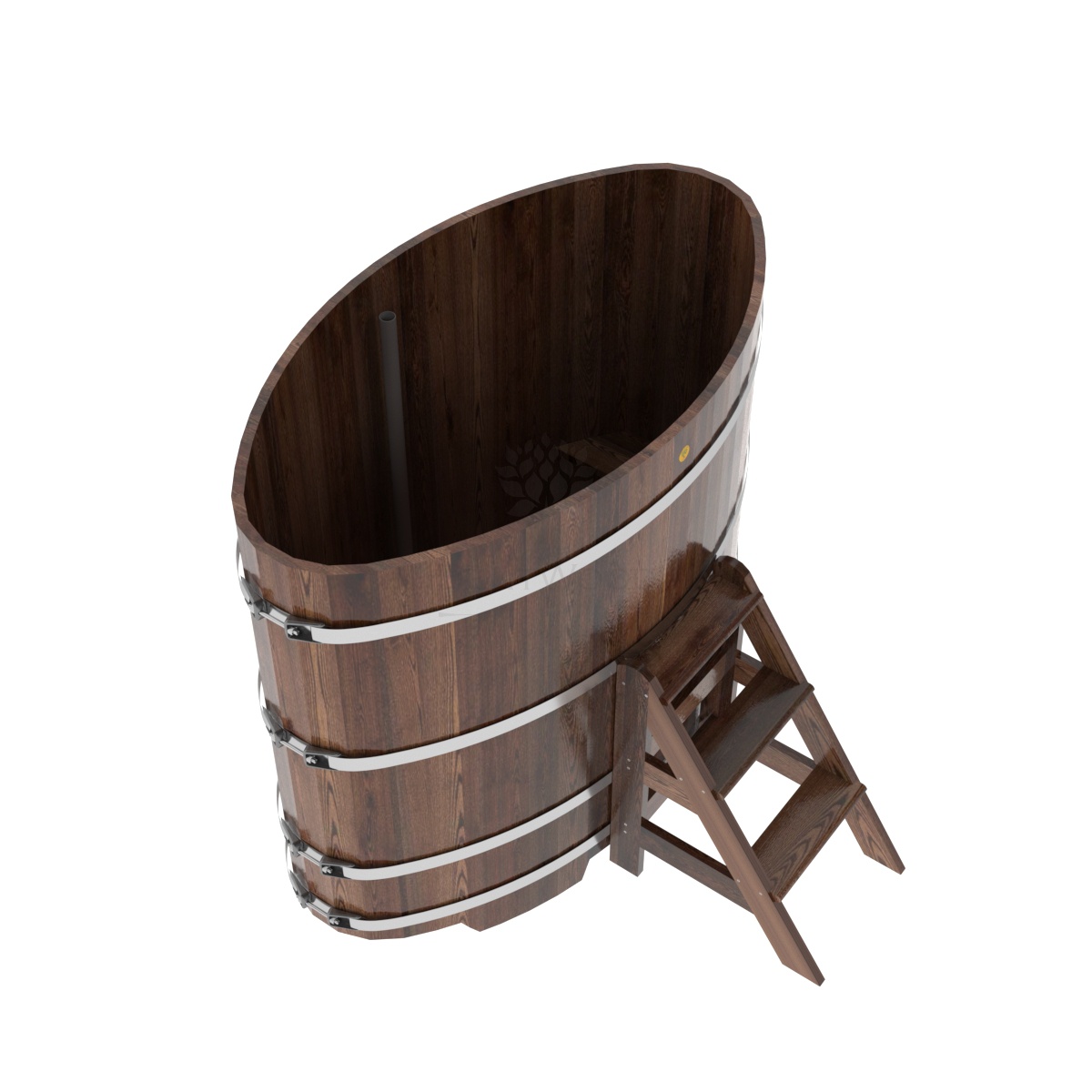 1165 Купель овальная из лиственницы 0,92х1,66х1,4 морёная премиум Alyarus  - Вид №1