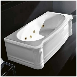 Ванна Gruppo treesse New Classic STX-V677B-DX белая с гидромассажем и дезинфекцией прямоугольная правая с золотой фурнитурой