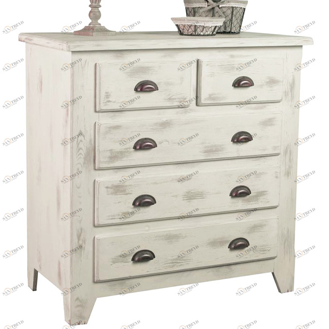 Комод белый состаренный с 5 ящиками 26 Solea VAVI КОМОД SOLEA 132566 Белый 