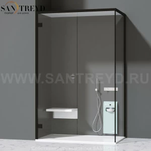 Effegibi FITBOX A Душевая кабина с профилем из черного алюминия. Установка: в левый угол. Размеры: длина 139 см, высота 220 см. Дверные петли у стены FB10020005