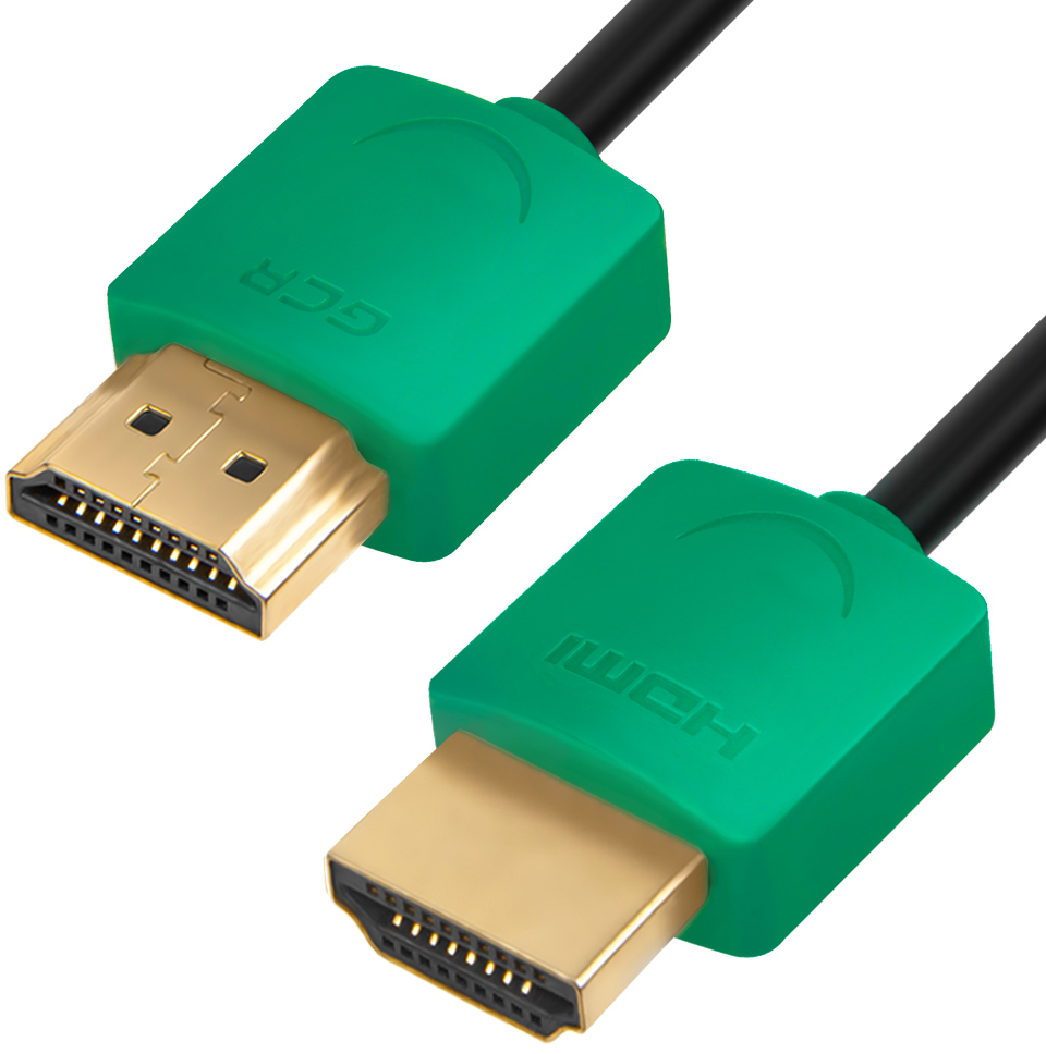 GCR-HM520-3.0m кабель 3.0m hdmi версия 1.4, черный, зеленые коннекторы, slim od3.8mm, 32/32 awg, позолоченные контакты, ethernet 10.2 гбит/с, 3d, 4k, premium , экран Greenconnect Santreyd 