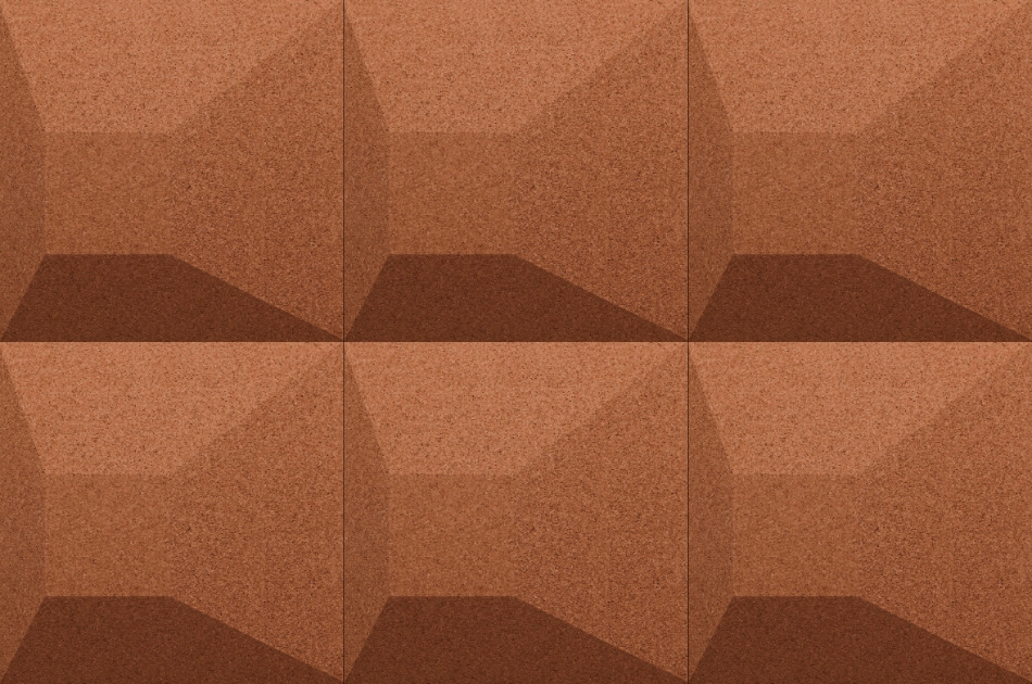 311 110 616 Пробковая 3D-плитка для стен Aztec Terracotta GRANORTE 3DForms