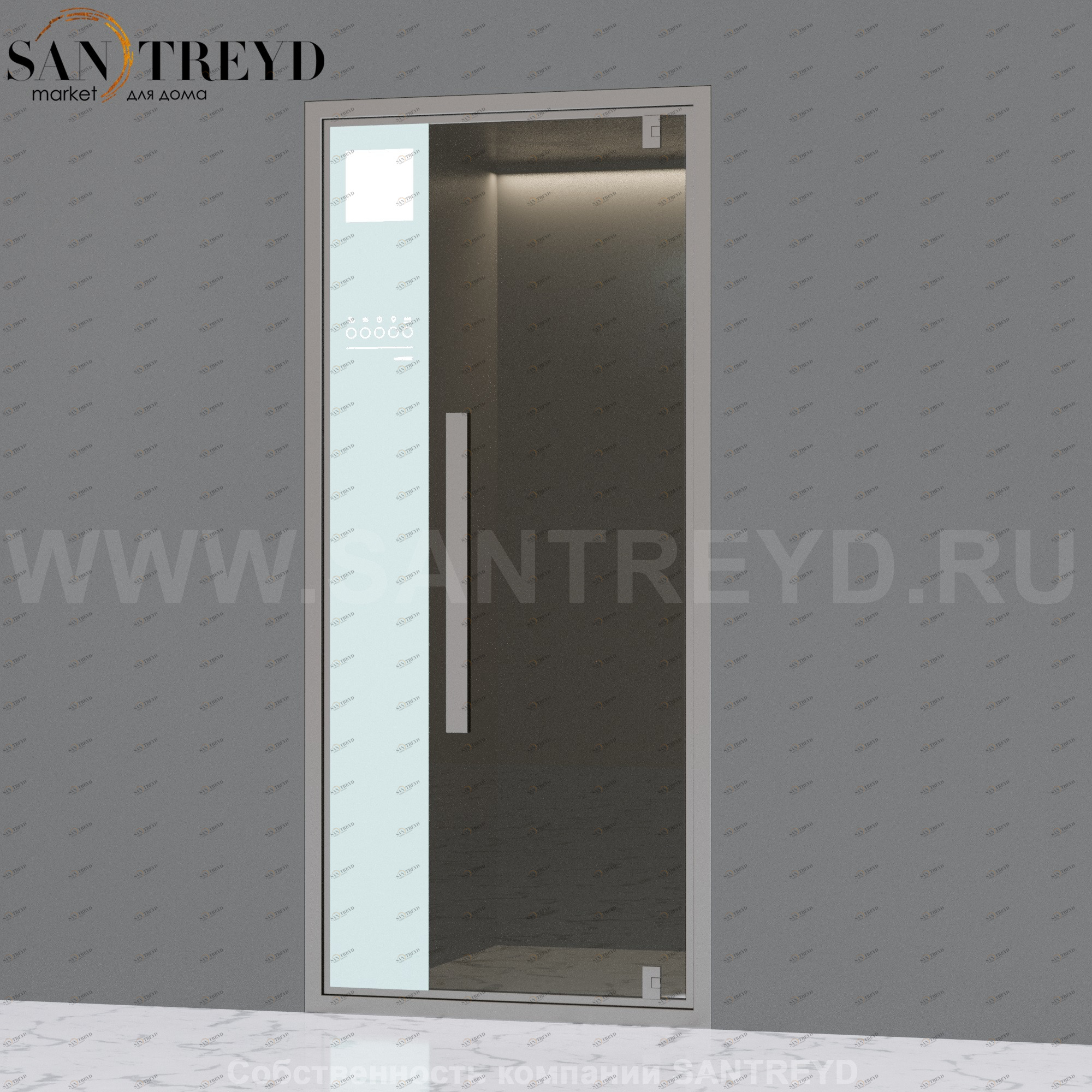 Effegibi OMNIASTEAM TOUCH Стеклянная правая дверь со встроенным парогенератором. Отделка: алюминий. Мощность: 3 кВт. Размер: длина 93 см, высота 202 см OT.88.30R OMNIA STEAM OT8830R