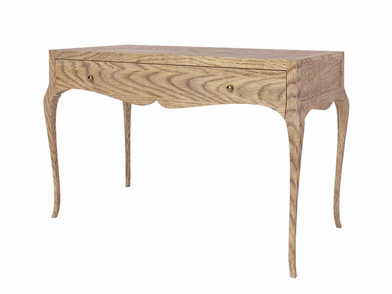 Письменный стол с ящиком и гнутыми ножками деревянный, дуб Villagio FURNITERA  120344 Дуб  - Вид №1