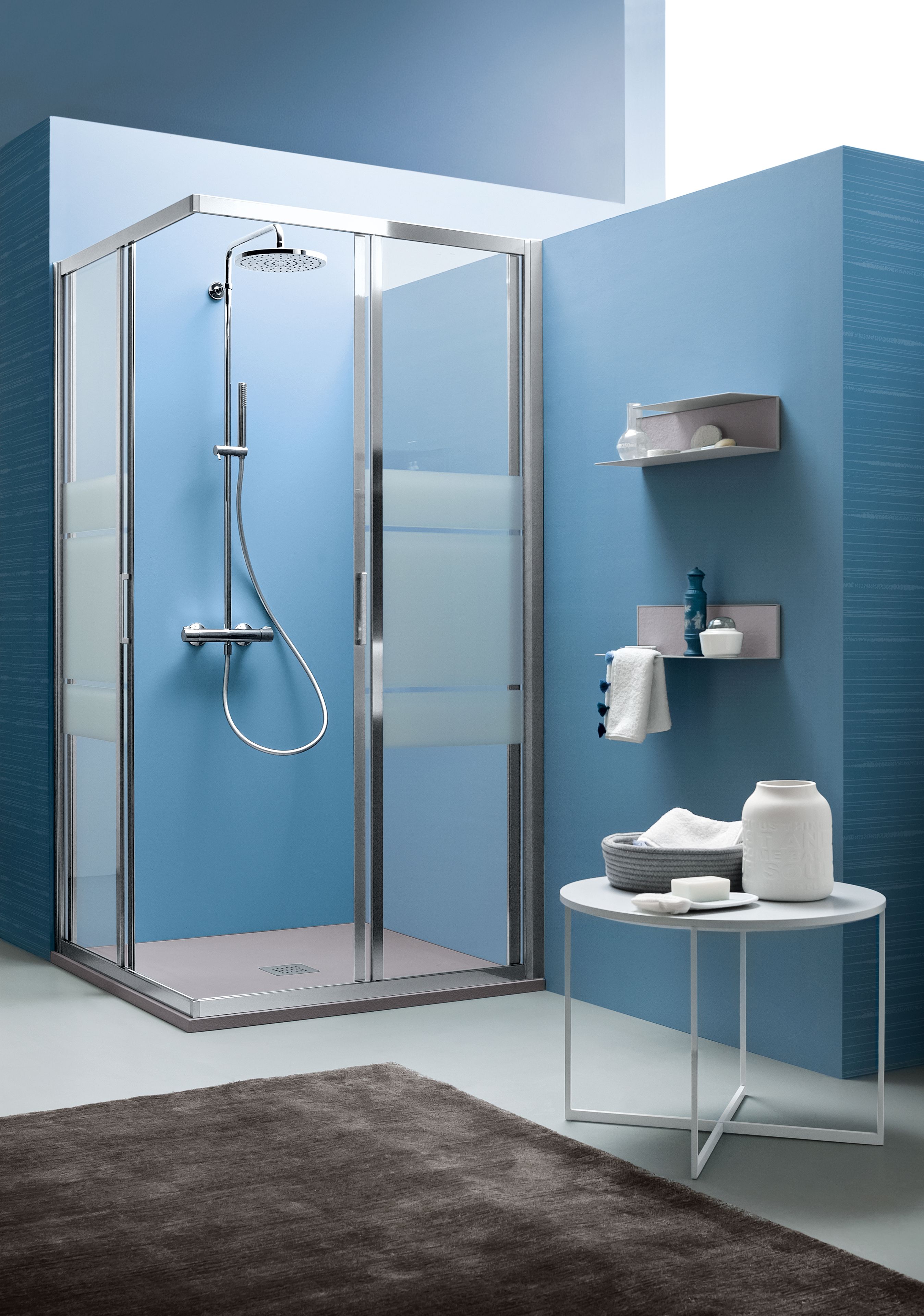 Алюминиевая и стеклянная душевая кабина с раздвижной дверью ARBLU Mercury ARCH-00123031 - Вид №2