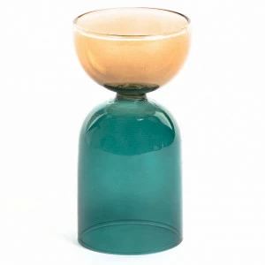 Ваза стеклянная закругленные конусы зеленый, бежевый 15,5 см Dibe от La Forma LA FORMA DIBE 343253 Бежевый;зеленый