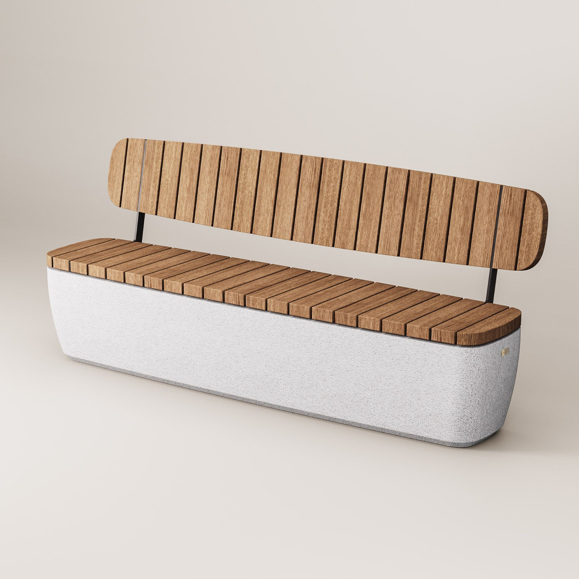 Бетонная и деревянная скамья со спинкой Kremen ARCH-00147114 - Вид №8