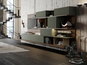 Kico Модульная деревянная стенка для хранения вещей со встроенным освещением Sistemi a giorno