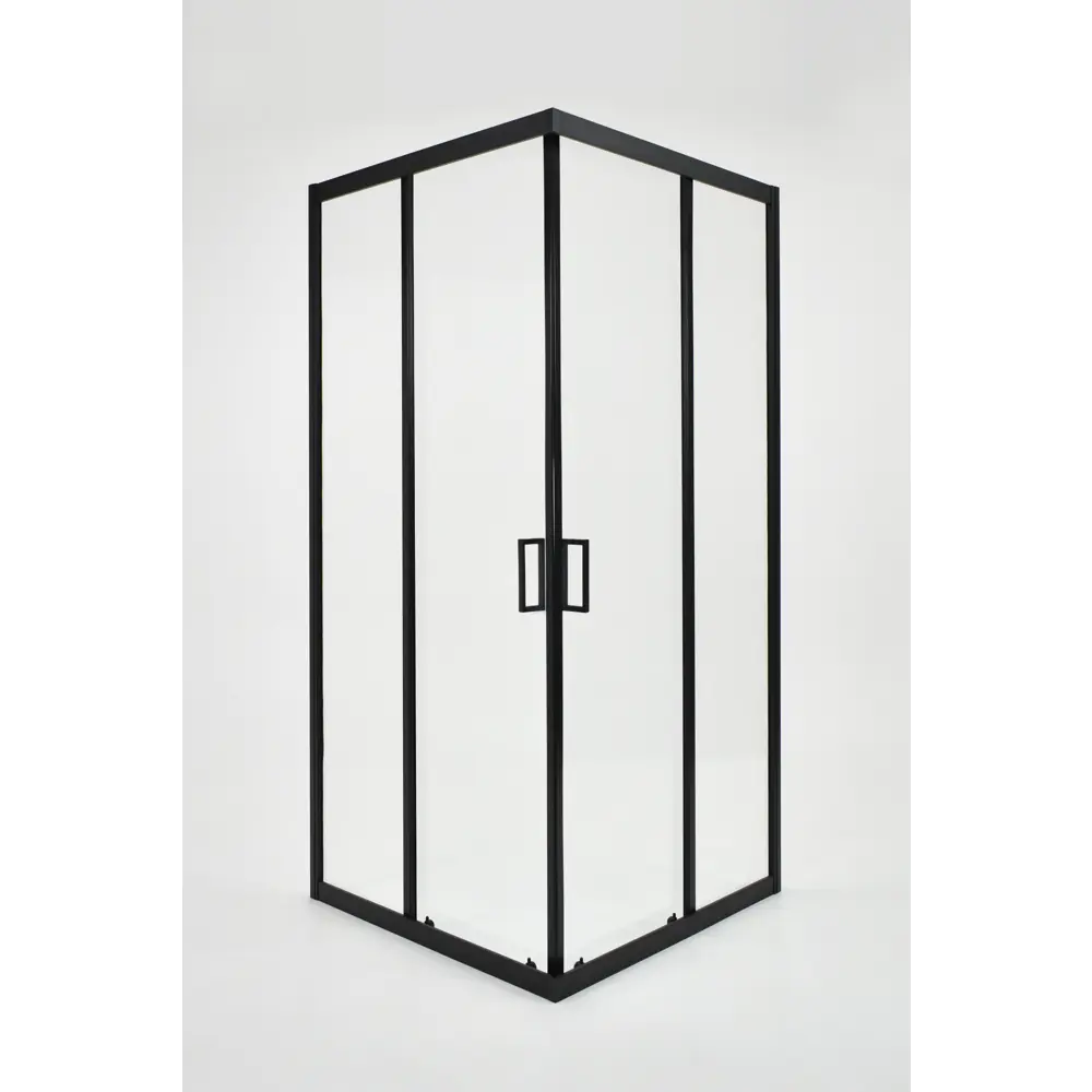 МЕТАКАМ Душевой уголок квадратный 80×80 см с черным профилем и стеклянными створками 89361541 STLM-0968051 - Вид №3
