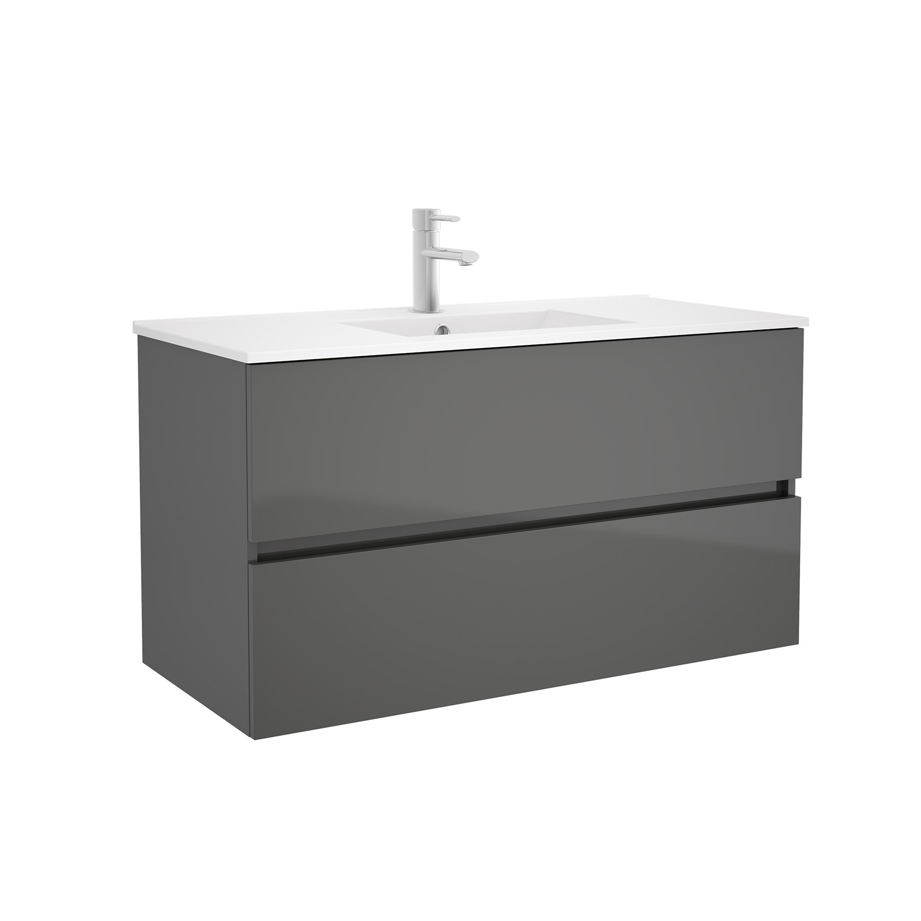 23306 SALGAR Мебель для умывальника FUSSION LINE 1000 2 ящика GLOSS GREY 997 x 540 x 450 мм Глянцевый серый - Вид №1