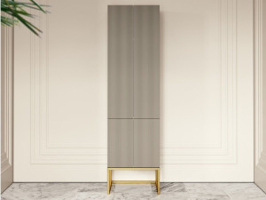 Деревянный напольный шкаф для ванной комнаты с дверцами