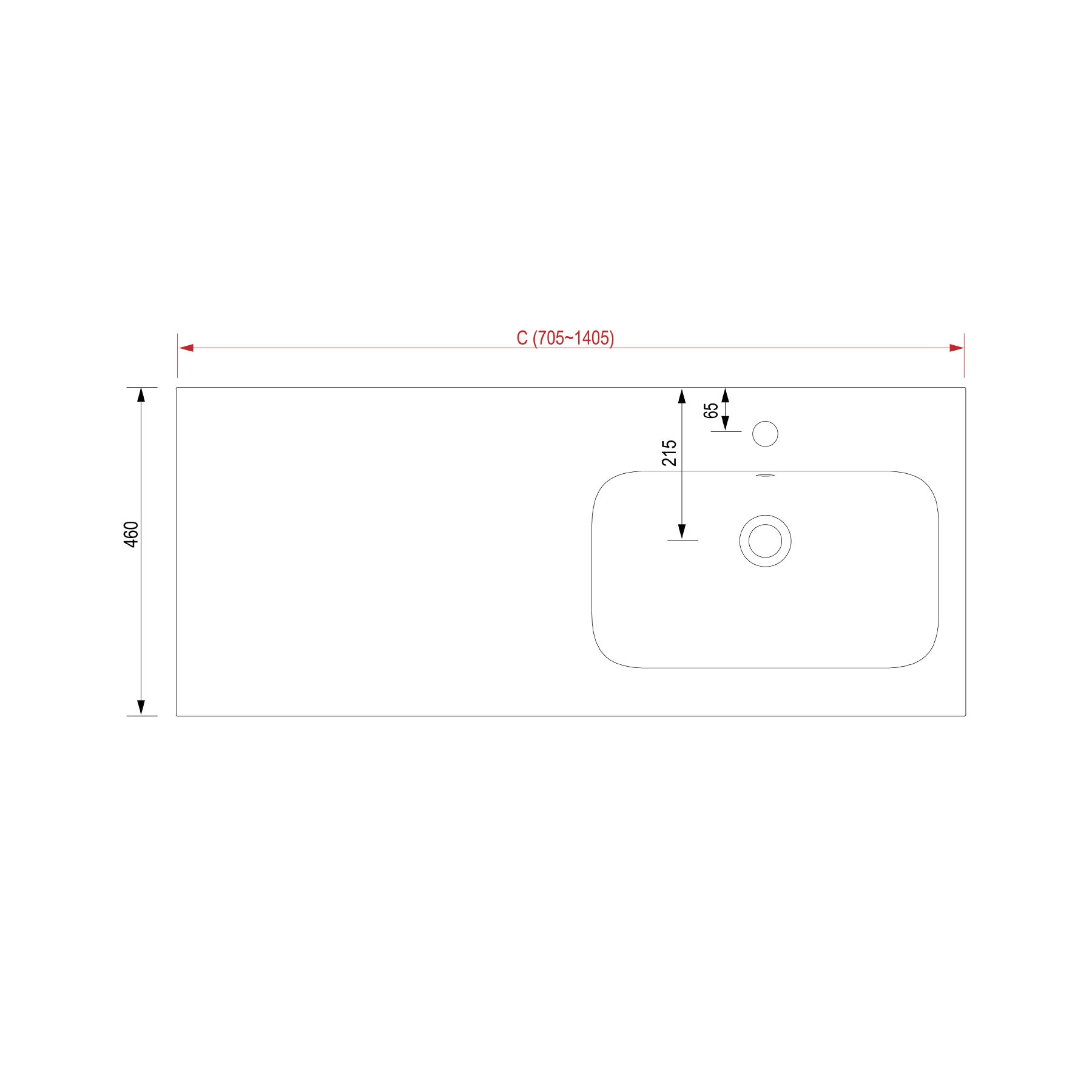 25506 SALGAR Раковина на заказ SOFIA 1405 Тумба слева MINERALMARMO 1405 x 15 x 460 - Вид №1