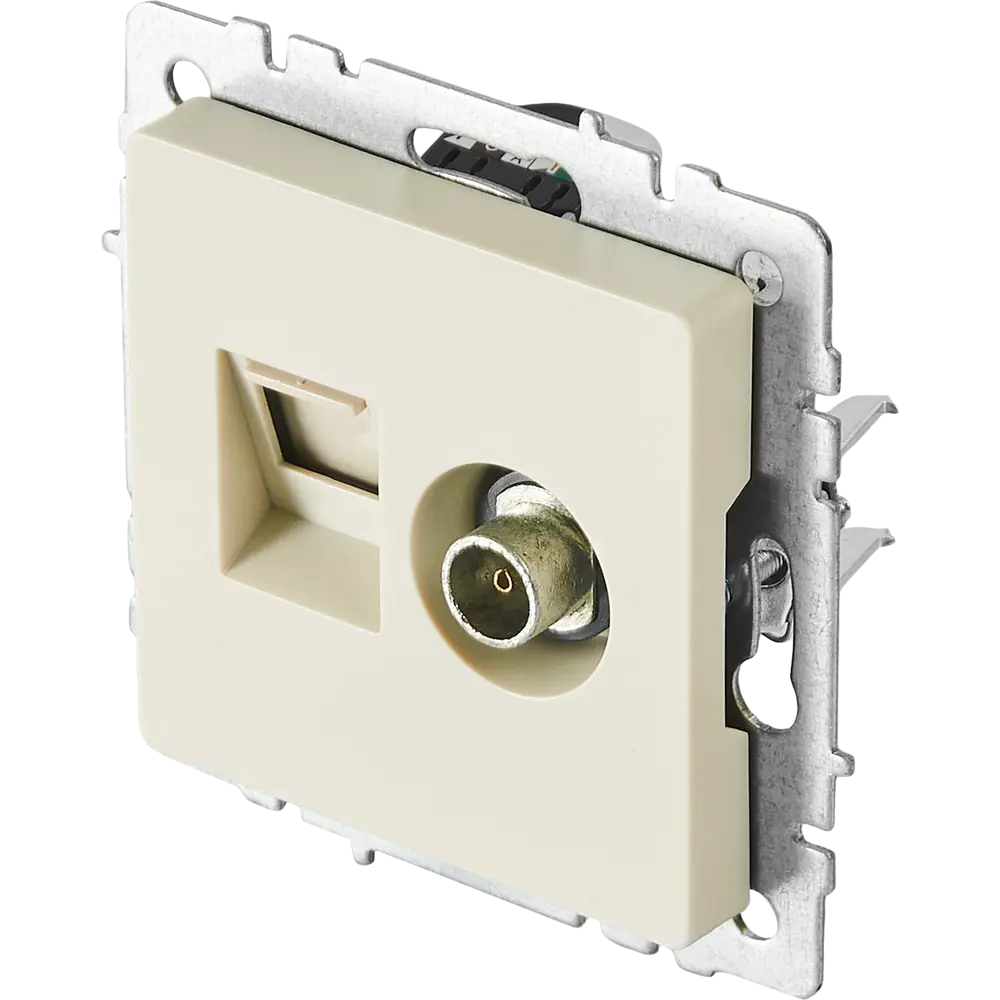 Розетка TV двойная IEK Brite для скрытого монтажа с подключением RJ45 87761515 STLM-1113111 - Вид №1