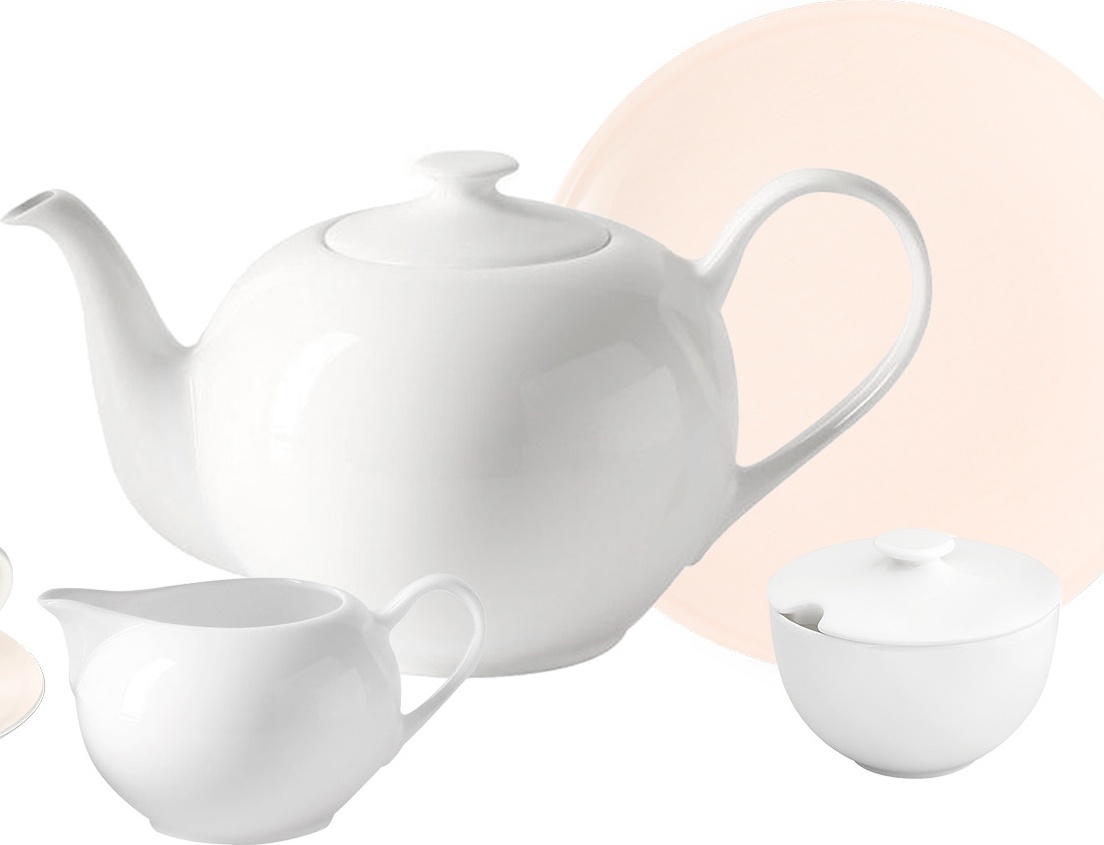 10662963 Dibbern Сервиз чайный Dibbern Белый декор на 6 персон 21 предмет, фарфор Фарфор костяной 