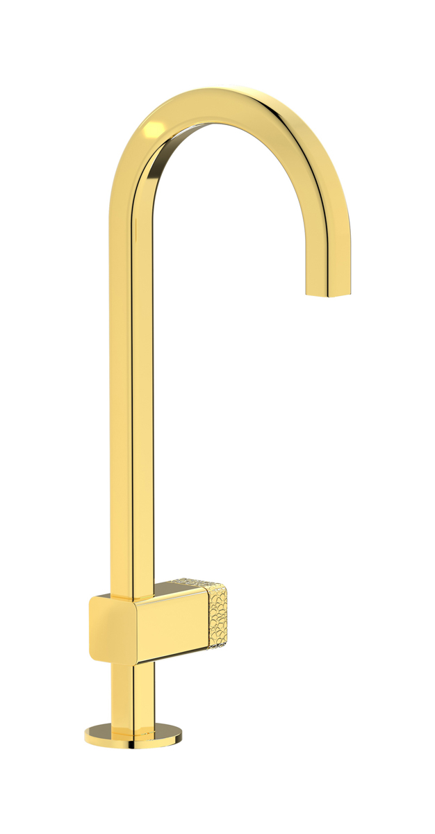 Монорычажный прогрессивный смеситель на раковину в комплекте с донным клапаном. WE ARE IB eo200oo_4 Gold Elio