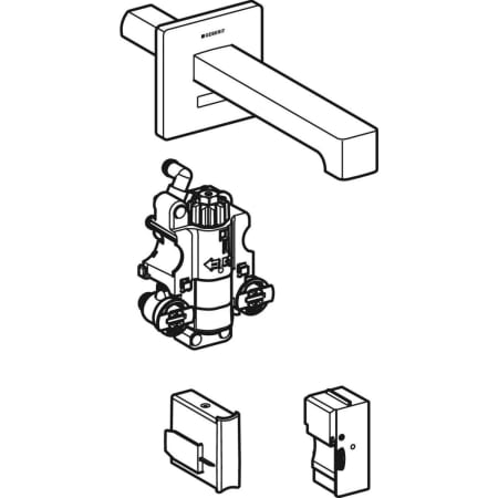 116.272.21.1 Смеситель для раковины Geberit Brenta, настенный монтаж, питание от сети, с функциональным блоком для скрытого монтажа Geberit  - Вид №7