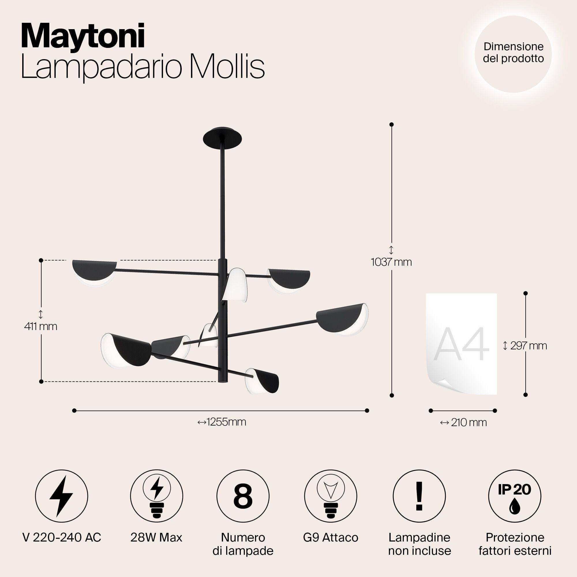 Металлическая люстра Maytoni Mollis ARCH-00100509 - Вид №6