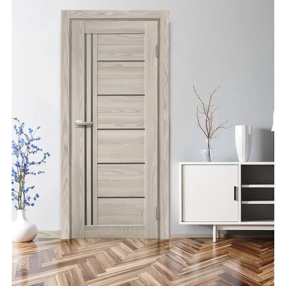 Комплект двери Новара Вертикаль остекленная 90x200 см ПВХ цвет ривьера с добором 200 мм МАРИО РИОЛИ STLM-2130208 - Вид №1