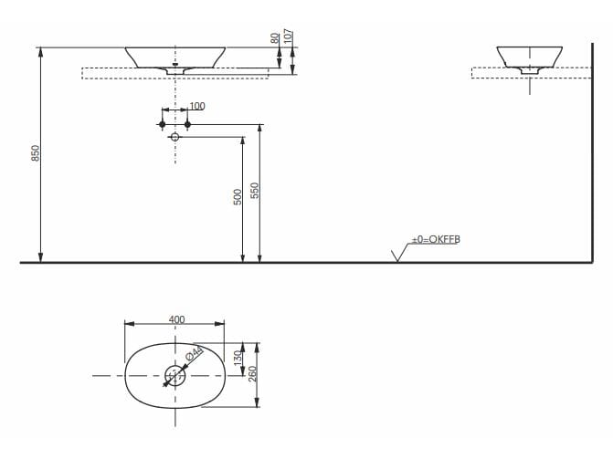 Керамическая столешница овальная раковина TOTO TL L4724E#XW / L4706E#XW ARCH-00135753 - Вид №3