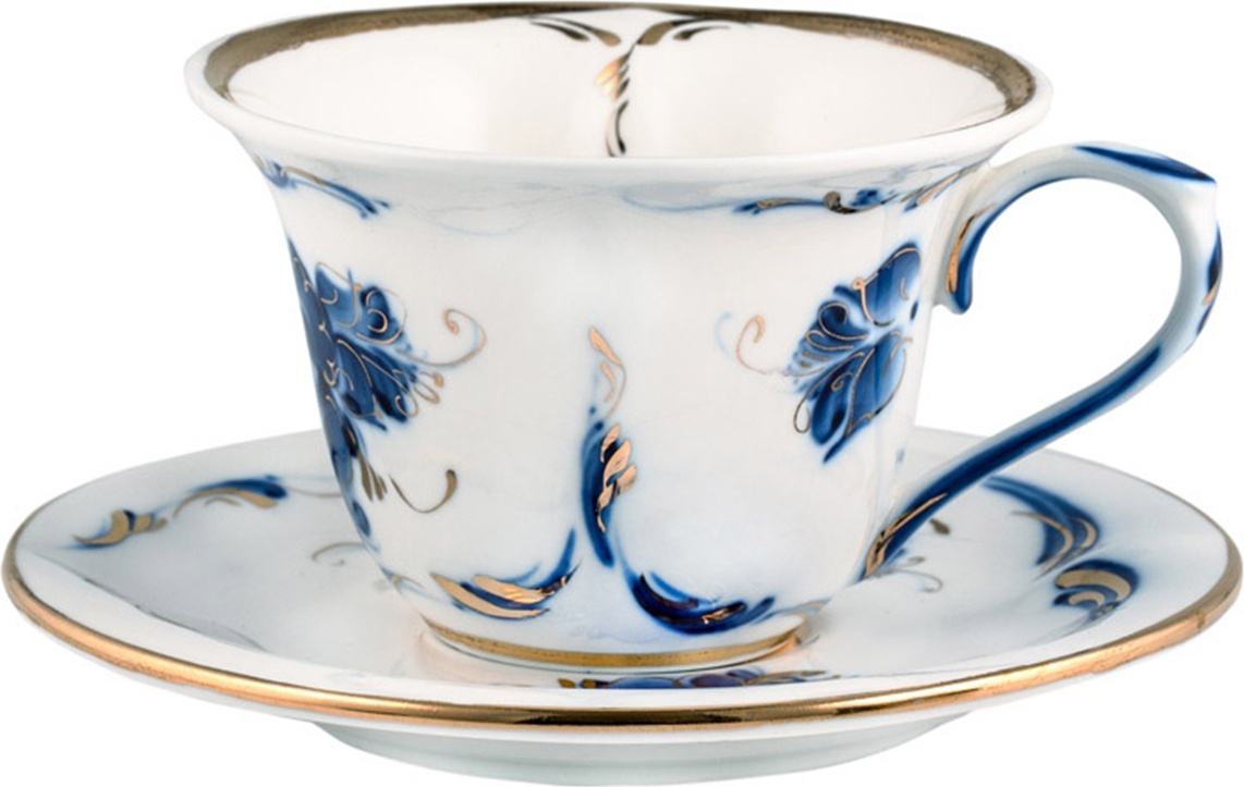 10621807 Гжельский фарфоровый завод Пара чайная "Милана",золото 