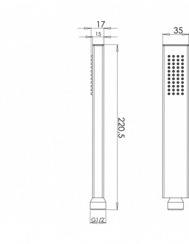 906800 000 00  Ручной душ Touareg, с системой защиты от накипи, ширина распылителя 30 мм, массивная хромированная латунь Valentin Хром  - Вид №3