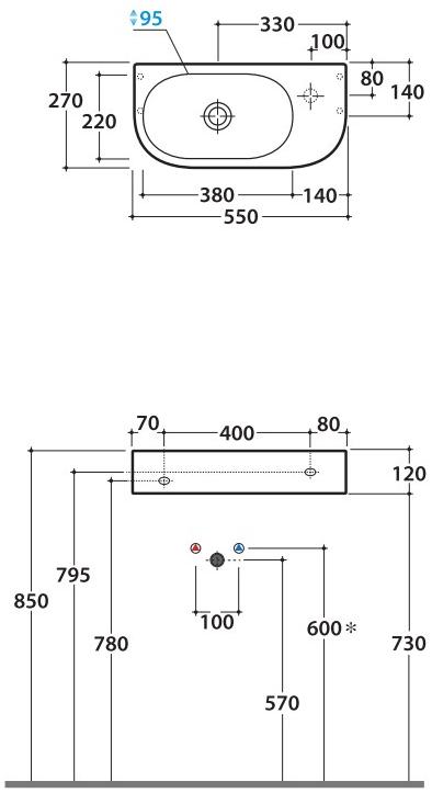 Sct70.bi / sct55.bi Подвесная раковина настенная овальная Ceramica Globo FORTY3 белая - Вид №5