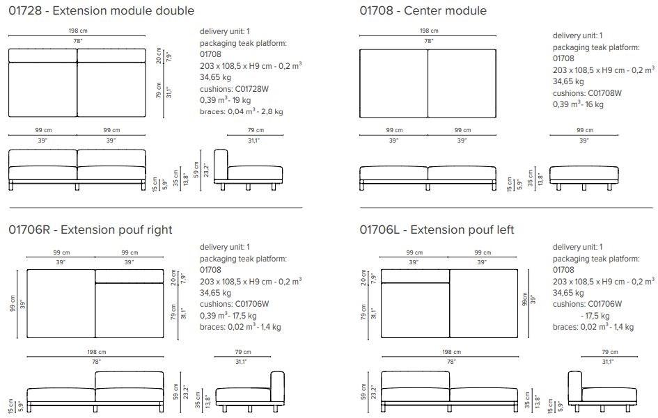 TRIBÙ Модульный садовый диван с водоотталкивающими подушками Vis à vis sofa sun-id-1365364 - Вид №16