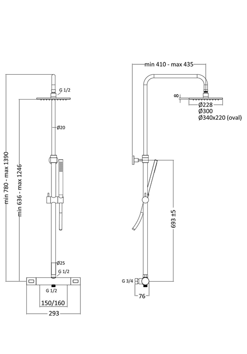 1381700 Mix Round 160Cc M Овальная Душевая Головка 340X220Mm Hafa  Хромированный  - Вид №1