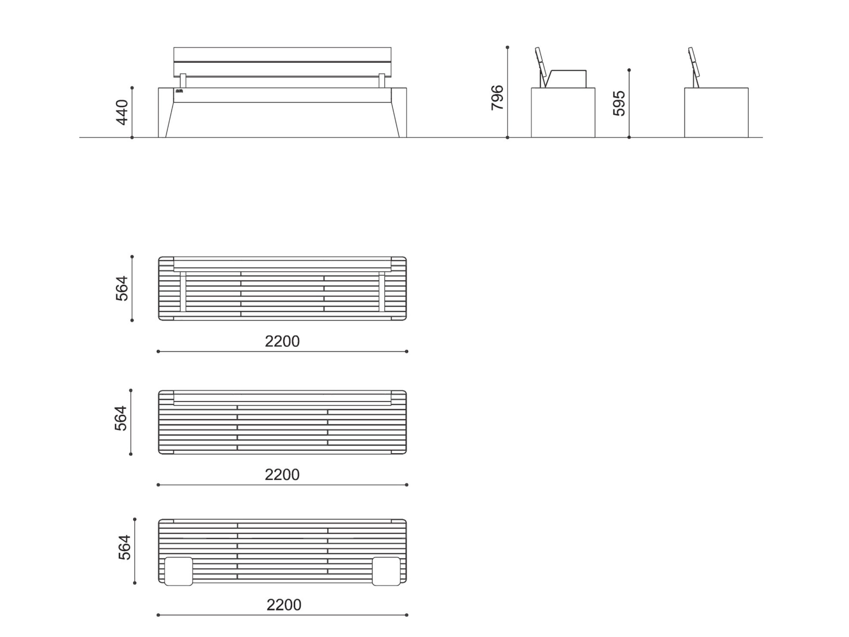 Стальная и деревянная скамья с подлокотниками без спинки City Design Fòla ARCH-00139875 - Вид №2