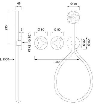 Ceadesign Настенный термостатический смеситель для ванны / душа Ziqq Ziq 71h - Вид №1