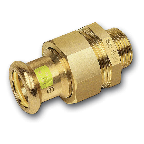 111343221 SANHA 11343G пресс-фитинг газ, бронза, сгон самоуплот. ВПр-НР 22x1 мм  - Вид №1