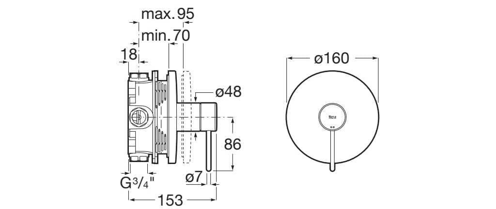 Встраиваемый смеситель для душа Roca Nu ARCH-00002353 - Вид №2